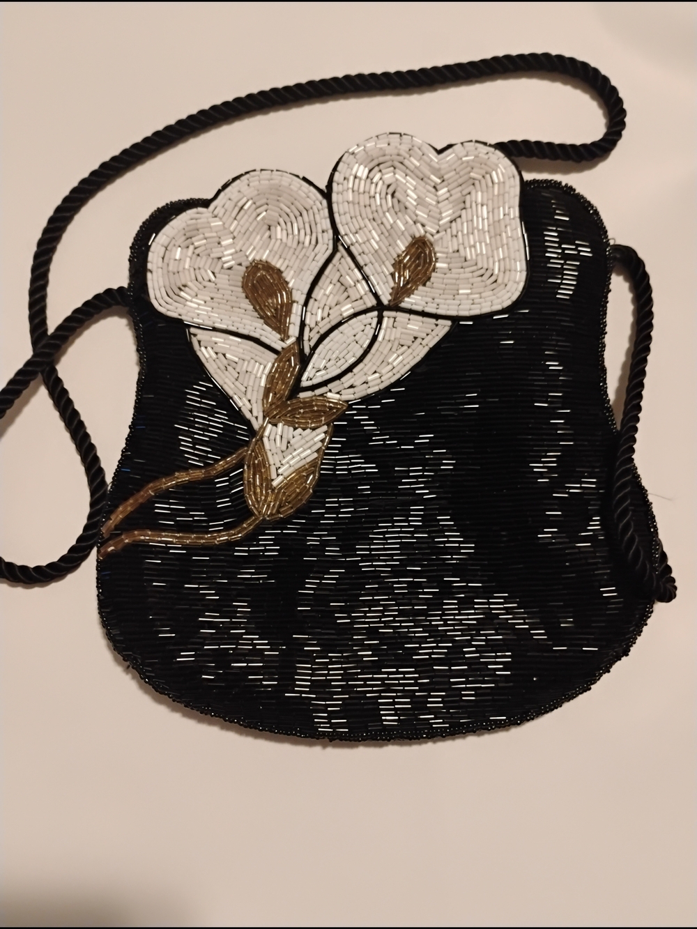 Jermones Vintage Beaded Calla Lily Crossbody Evening Bag